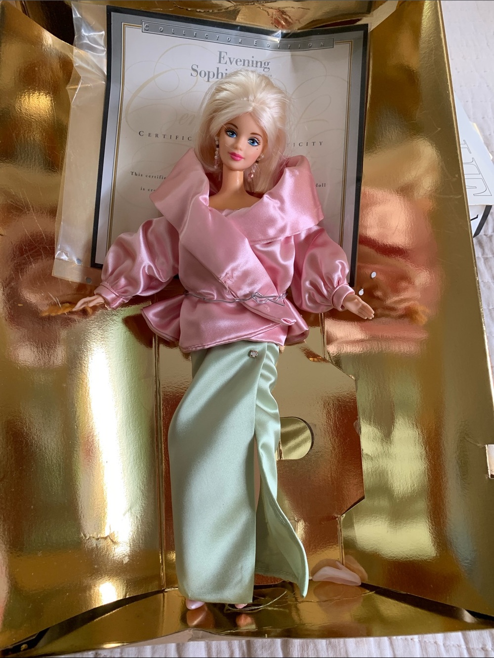 Barbie Pink Satin Peplum Blazer with Mint Green Skirt